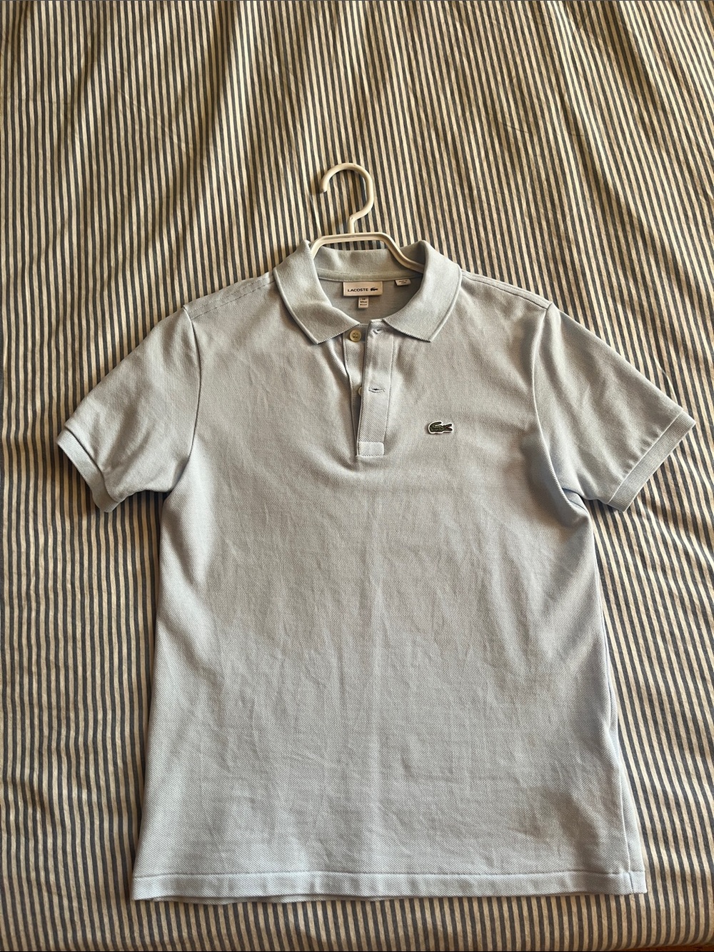 Lacoste Pastel Blue Polo with Embroidered Crocodile